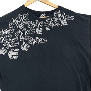 VTG Etnies Black Graphic T-Shirt Scribble Logo Print Skate Streetwear SZ XL SK8